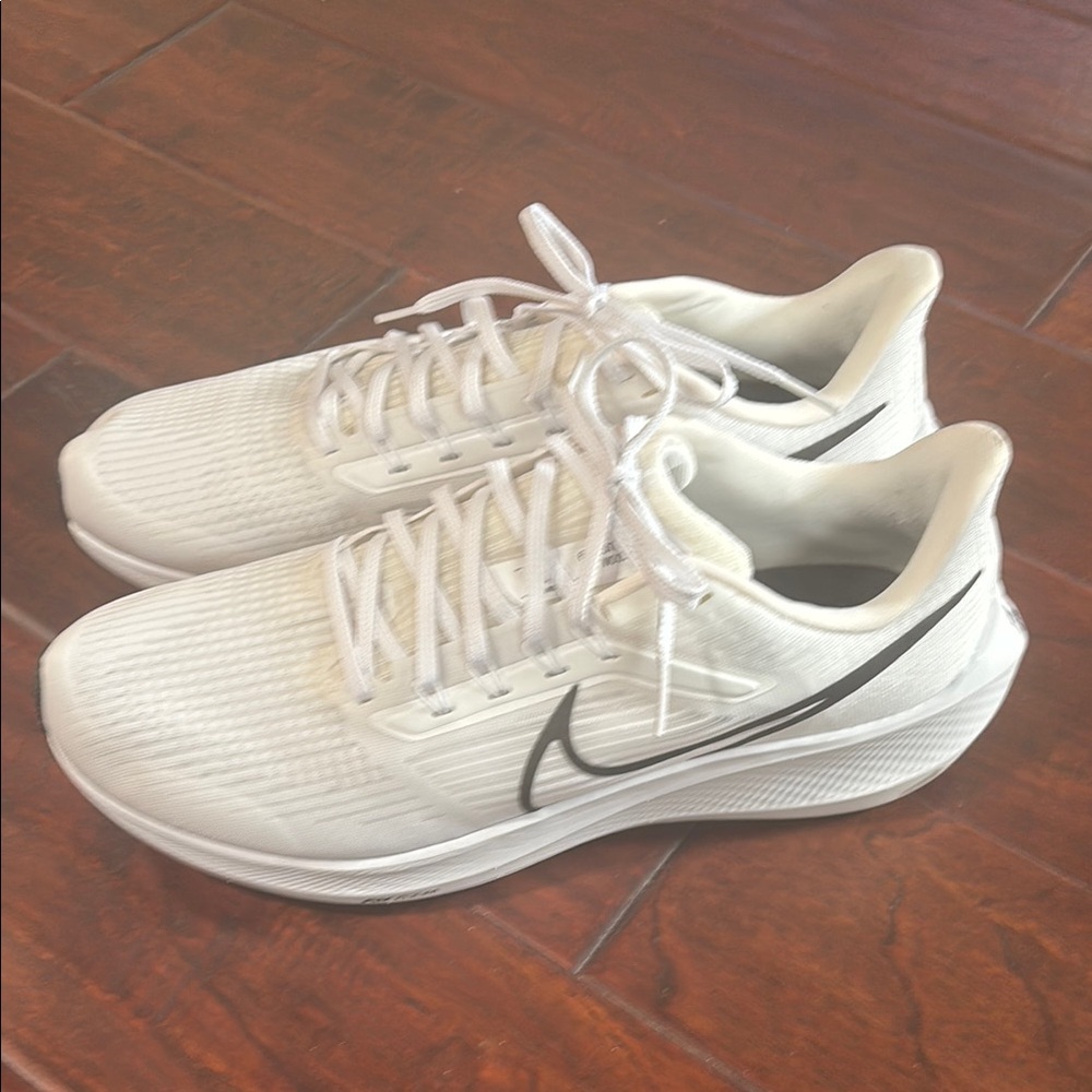 Nike White Sneakers with Black Swoosh